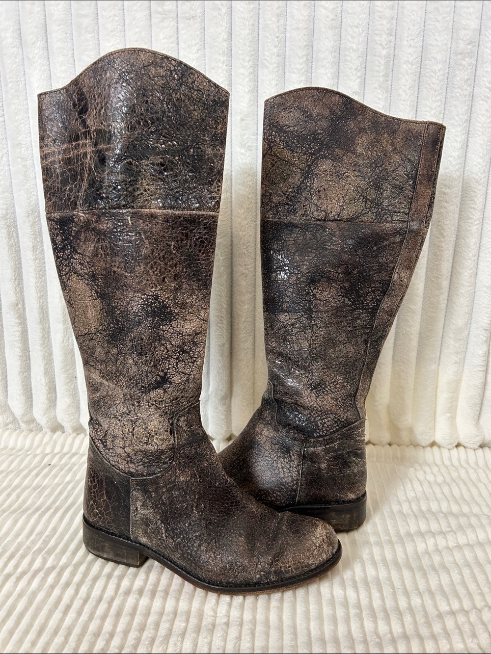 Steven by Steve Madden Reins Distressed Crackle Finish Riding Boots sz 8 READ